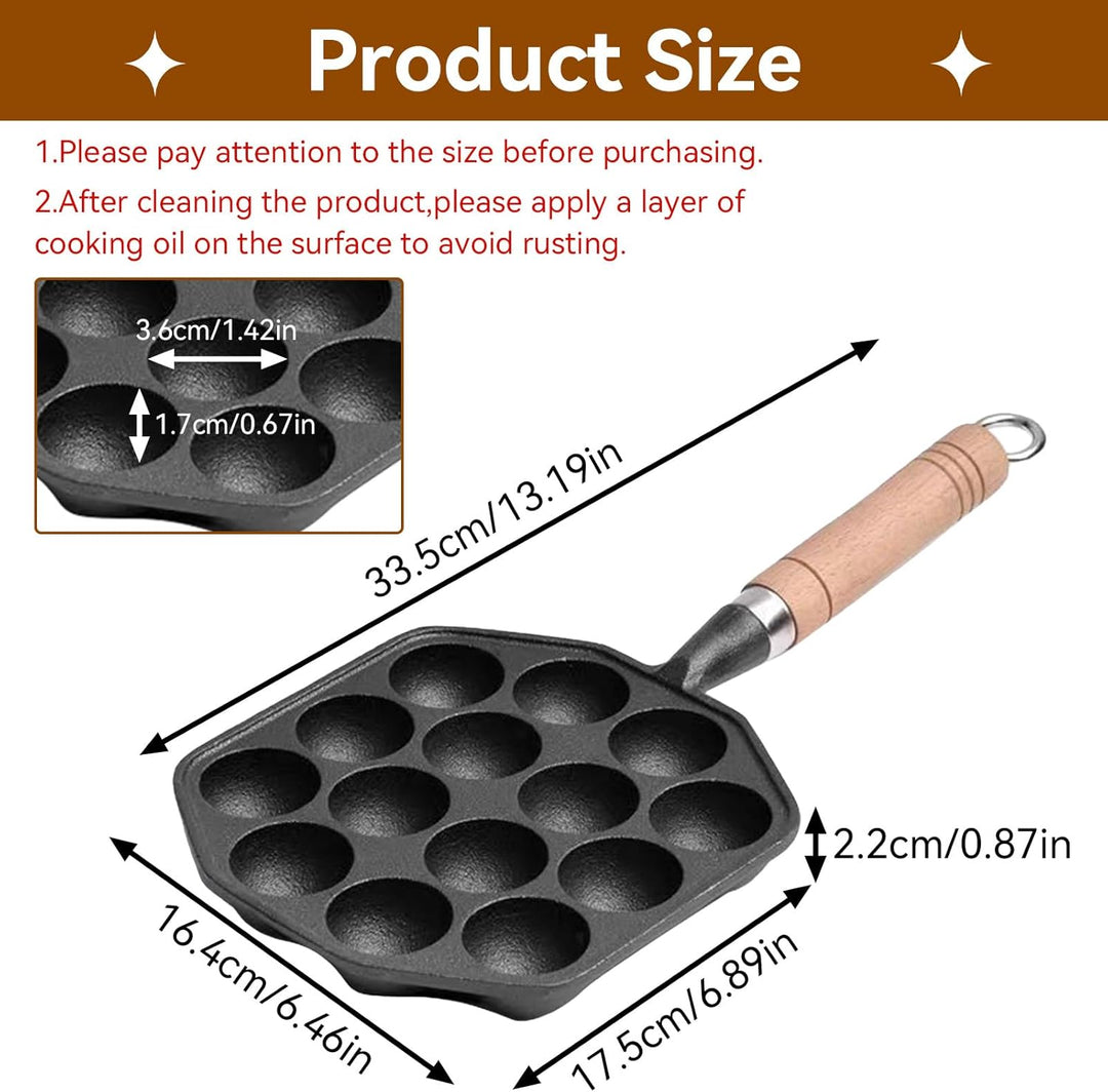 Cyrank Poffertjes Pfanne, Takoyaki Pfanne, Fleischbällchen Former, 14 Löcher, Antihaftbeschichtete T
