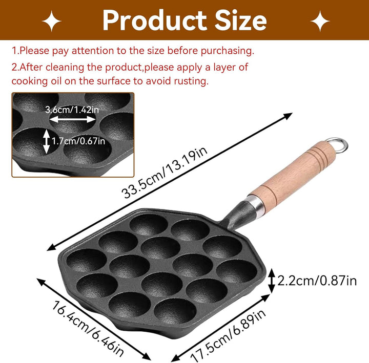 Cyrank Poffertjes Pfanne, Takoyaki Pfanne, Fleischbällchen Former, 14 Löcher, Antihaftbeschichtete T