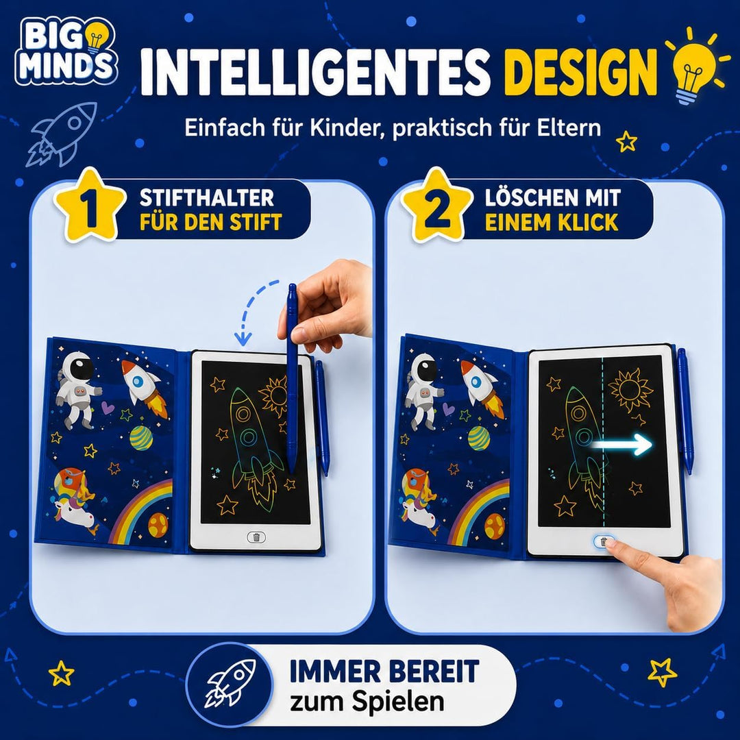Big Minds - Maltafel Zaubertafel Buchformat | LCD Schreibtafel Kinder | Drawing Tablet Ideal Für Kin