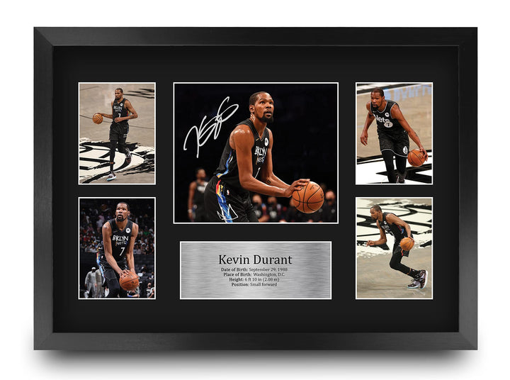 HWC Trading FR A3 Kevin Durant Brooklyn Nets Geschenke Gedruckt, Signiert Autogramm-Präsentation-Dis