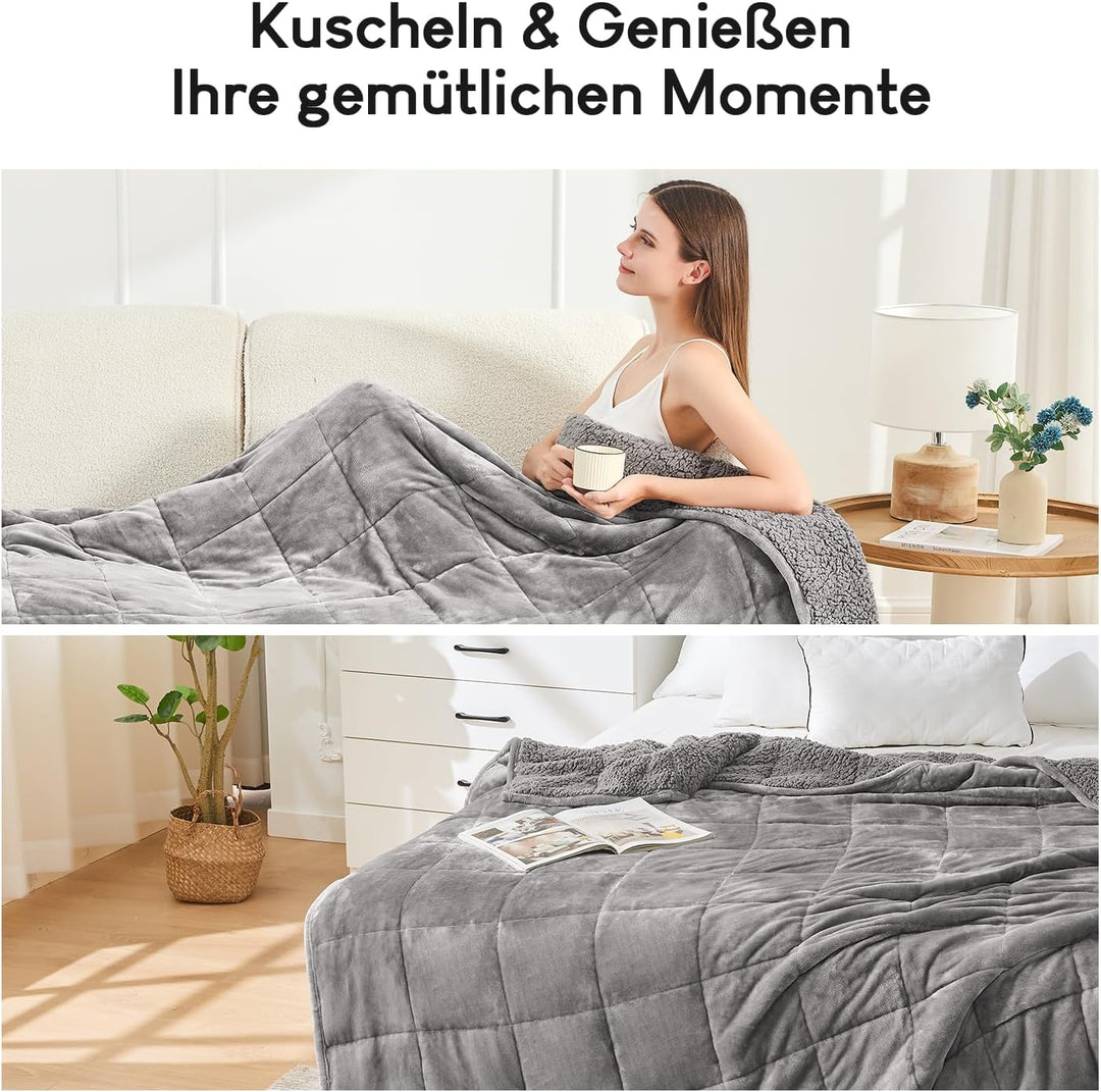 Cottonblue Gewichtsdecke 150x200cm 7kg- Sherpa Fleece Entspannungsdecke Erwachsene Zur Verbesserung