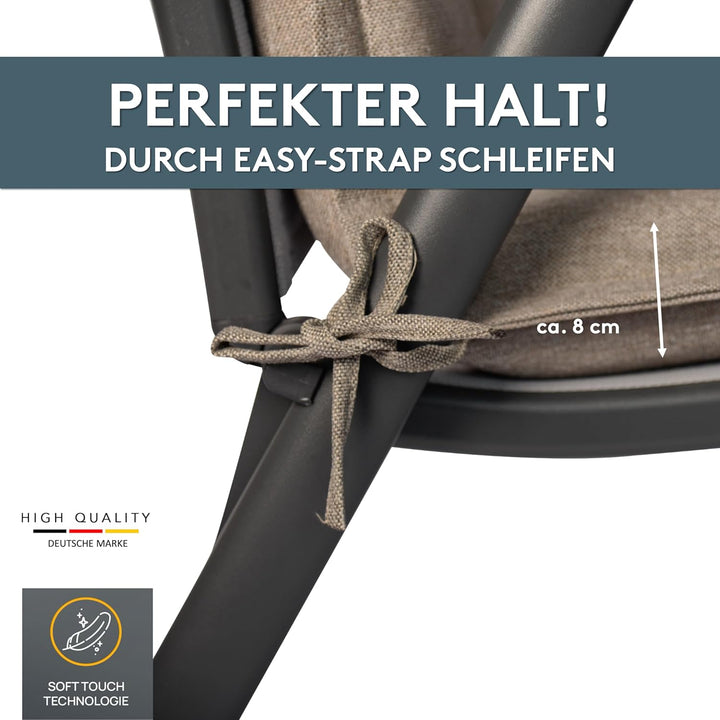LILENO HOME Gartenstuhl Auflagen als [2er Set - Hochlehner] in Taupe Y - Bequeme Liegen als Sitzaufl