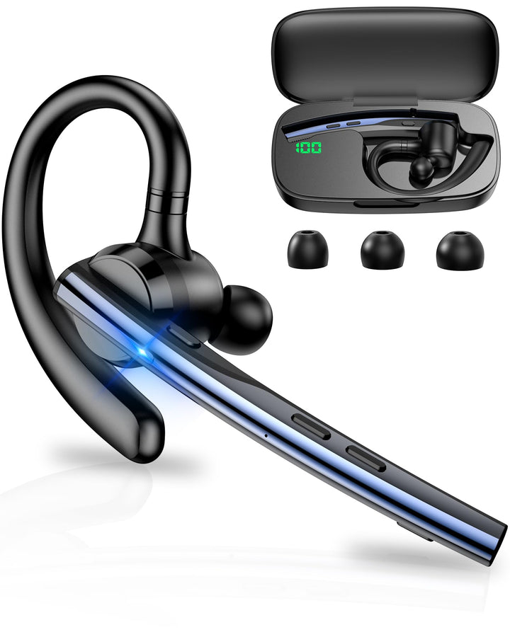 New Bee Bluetooth Headset mit 72h Spielzeit Bluetooth V5.1 Freisprech Headset Handy mit LED Ladecase