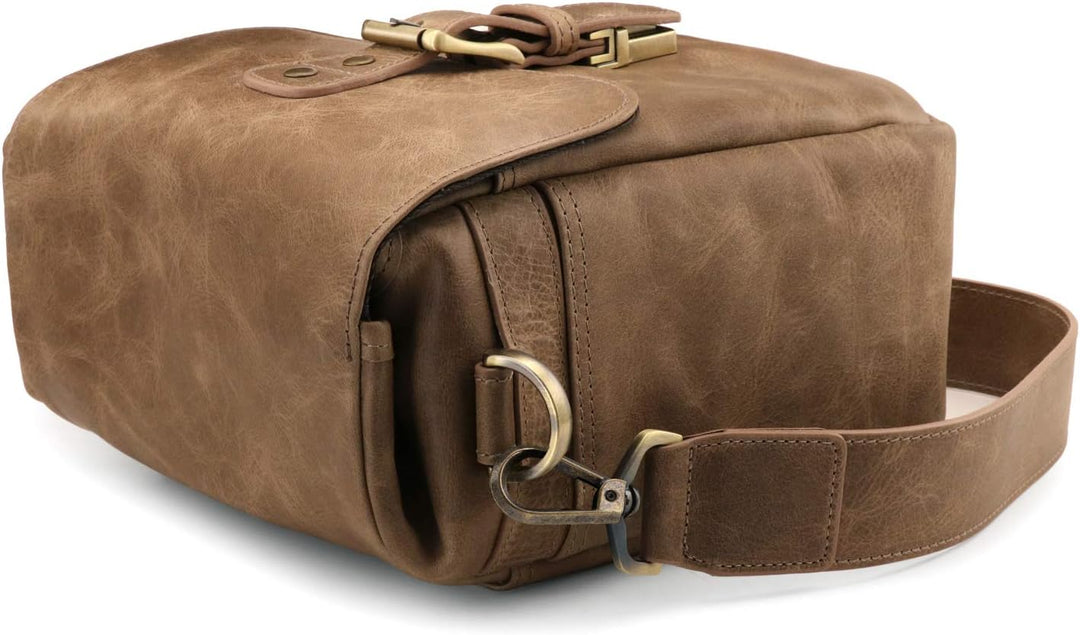 MegaGear MG1702 Torres Mini Kameratasche - Kuriertasche aus echtem Leder für Spiegellose, Sofortbild