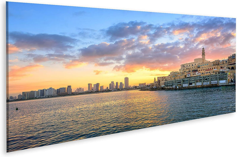 islandburner Bild auf Leinwand Altstadt Von Jaffa Und Die Moderne Skyline Von Tel Aviv City Auf Sonn