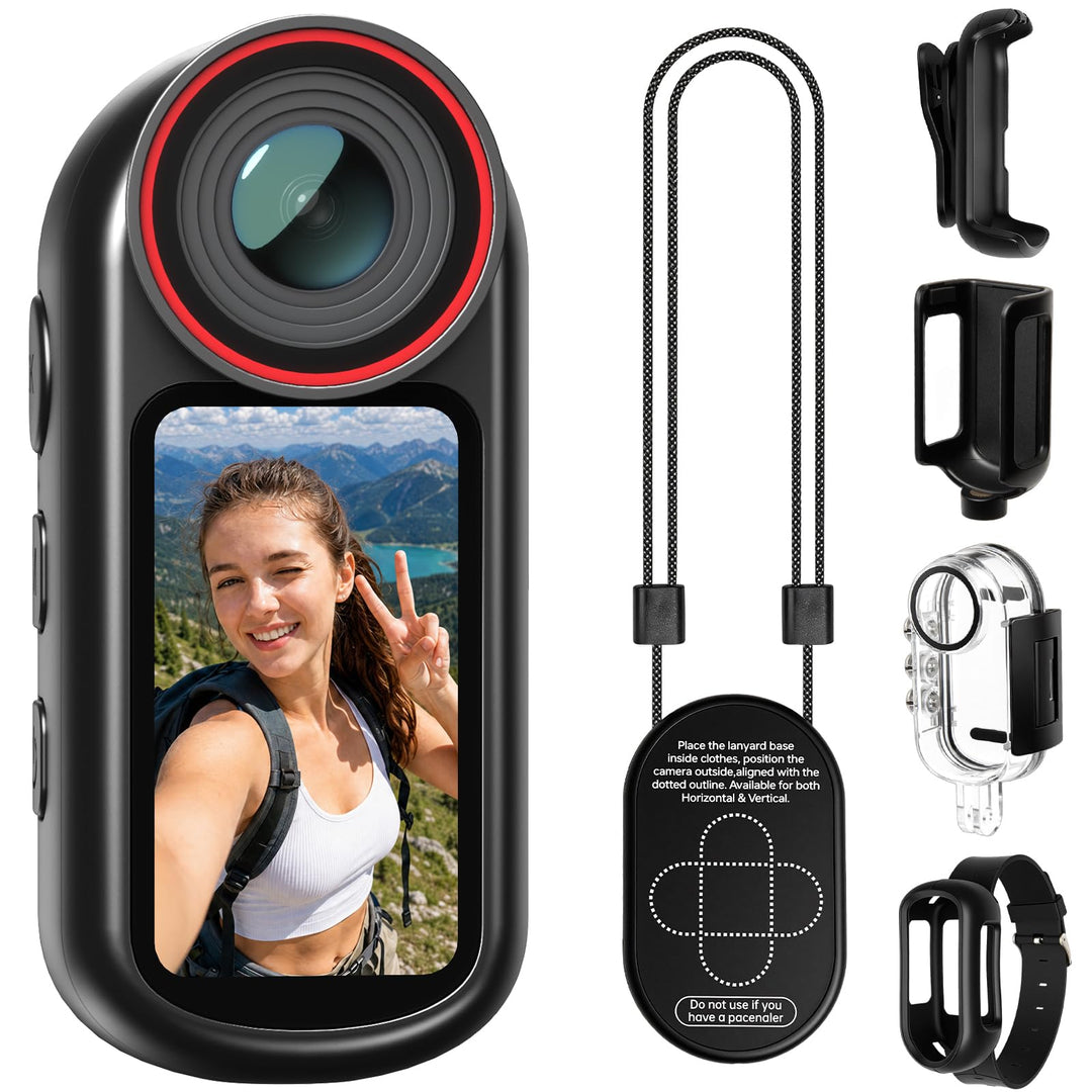 4K Mini Body Cam mit 1,5-Zoll-Display, POV Wearable Action Cam mit EIS &amp; WiFi, Magnetische Daumenkam