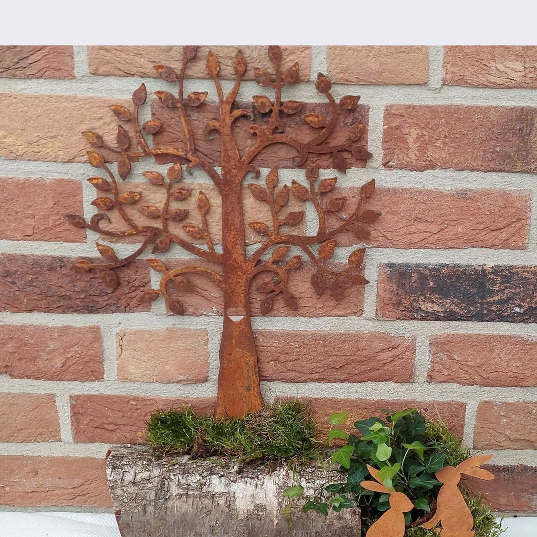 Gartenstecker Lebensbaum Edelrost 39cm als Gartendeko zum Stecken in Rostoptik