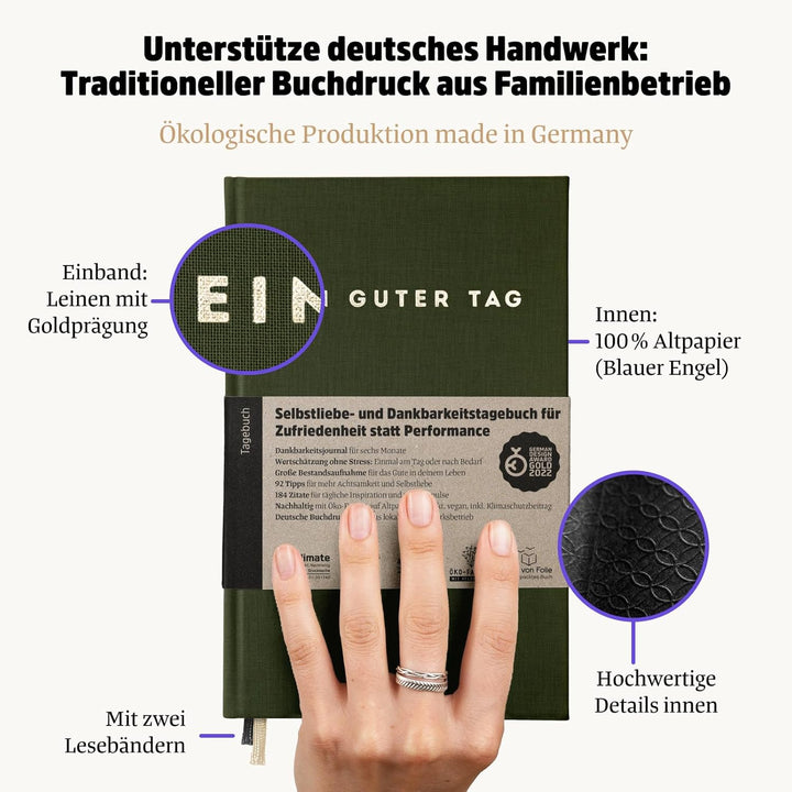 Ein guter Plan: Ein guter Tag, Selbstliebe- und Dankbarkeitstagebuch. Nur 5-6 Minuten am Tag. Für Da