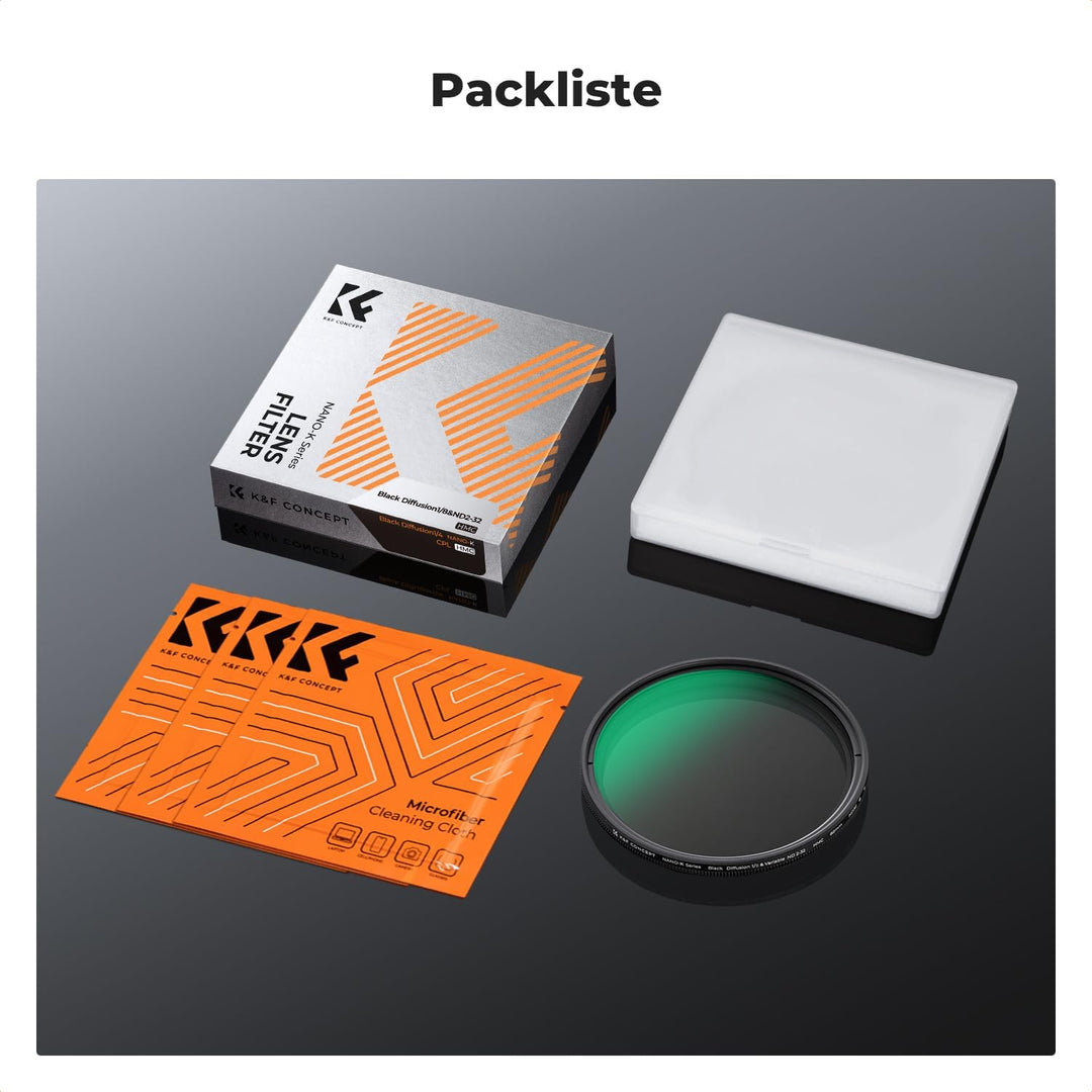 K&F CONCEPT 2-IN-1 Filter 82mm Black Mist 1/8 & ND2-ND32 Filter,Black Promist 1/8 & Variabler ND2-32
