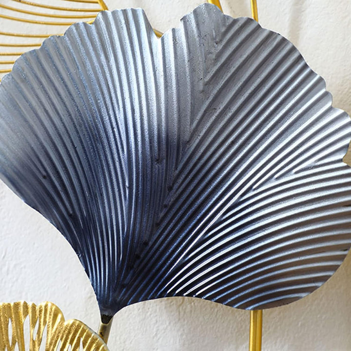 soudesileim 2 StÜCk 3D Wanddeko Ginkgoblätter Metall, 85x31cm Wandskulpturen, Blätter Dekoration Rec