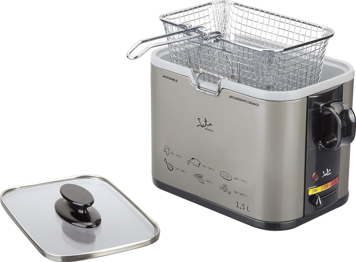 Jata - FR326E - Friteuse, 1000 watts, Couleurs Noir / Argent, 1.3L, Schwarz / Silberfarben