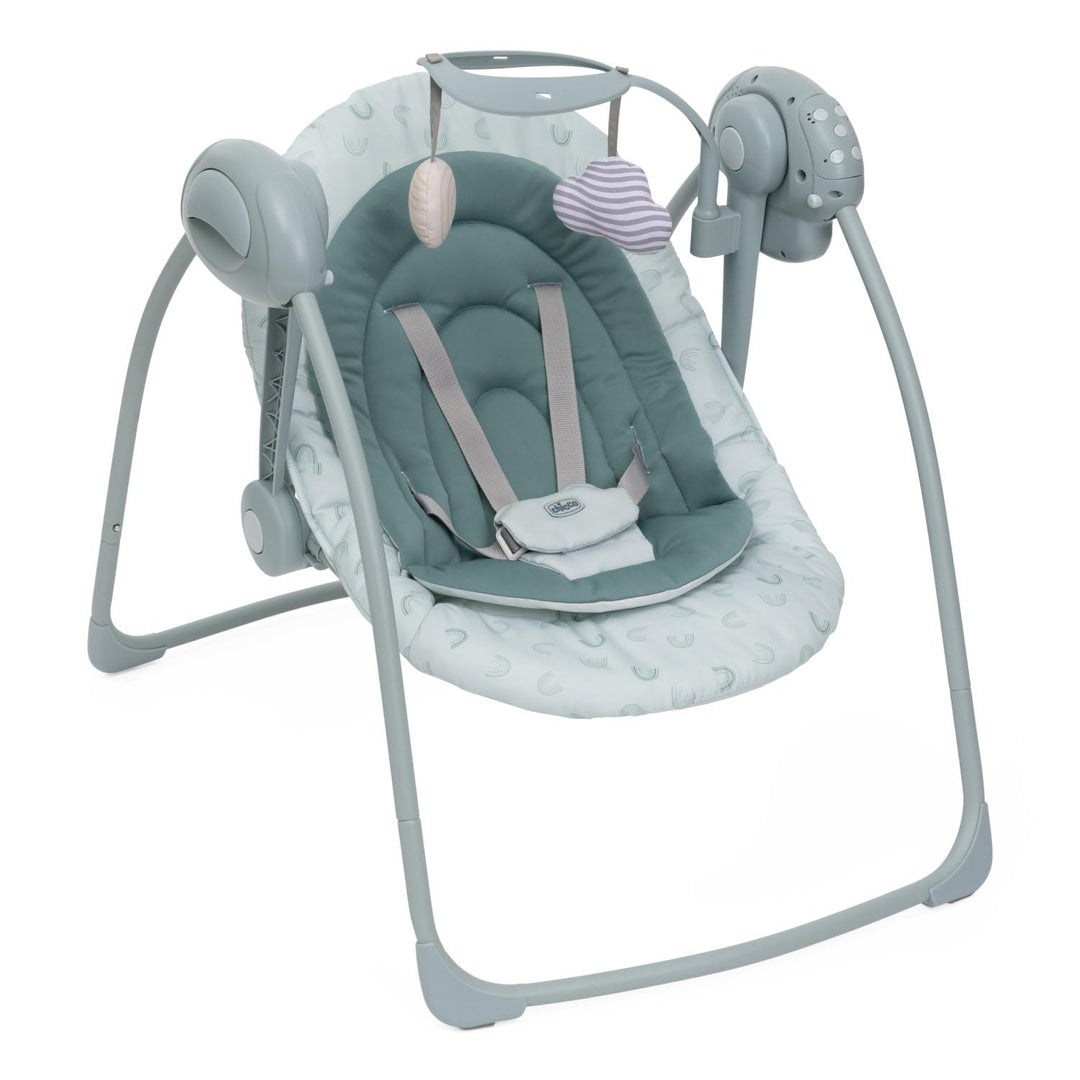 Chicco Swing&Play Elektrische Babyschaukel ab 0 Monaten+, 5 Schaukelgeschwindigkeiten, Beruhigende M
