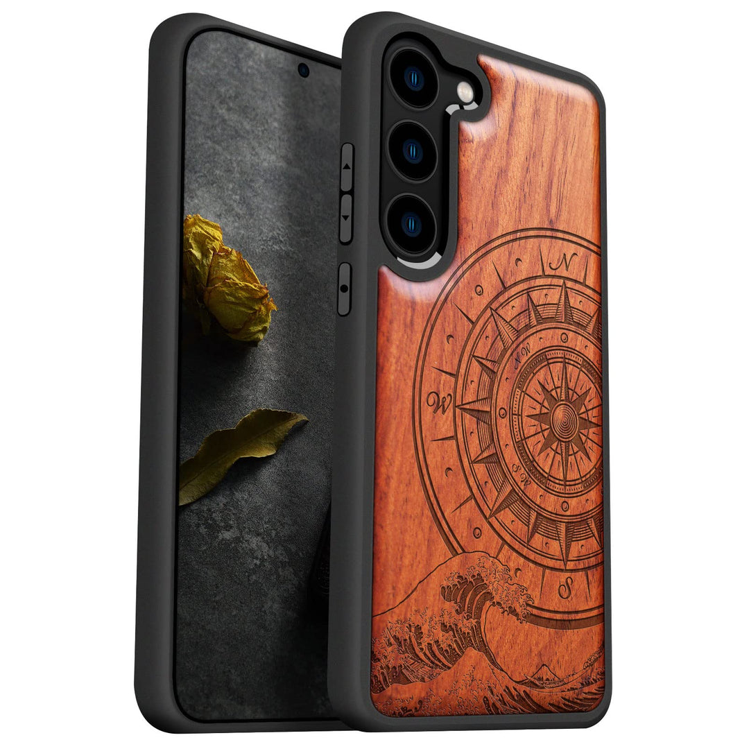 Carveit Holz Handyhülle für Galaxy S23 Cover [Einzigartiges Design Case] Stossstange hülle Kompatibe
