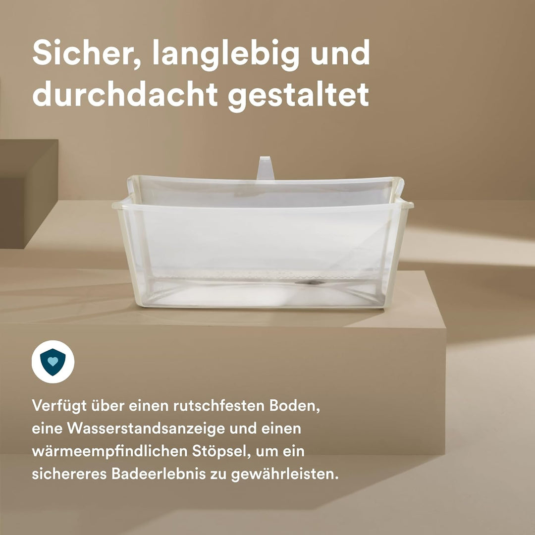 Stokke Flexi Bath, Sandy Beige - 64 x 24 x 34 cm - Faltbare Babybadewanne für Neugeborene und Babys