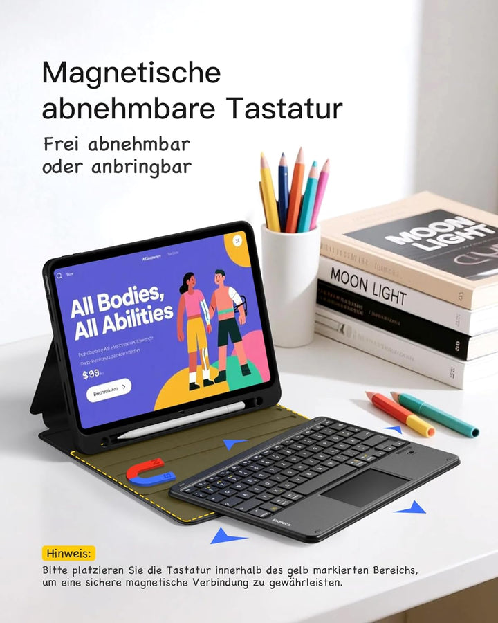 Inateck iPad 10 Generation Hülle mit Tastatur, für iPad 11 Gen. A16 2025 11 Zoll, Air 11 Zoll M3/M2