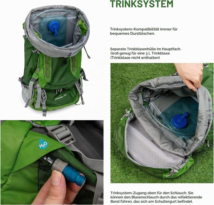 MOUNTAINTOP Trekkingrucksack 80L Wanderrucksack Herren Damen Reiserucksack Grosser Rucksack mit Rege