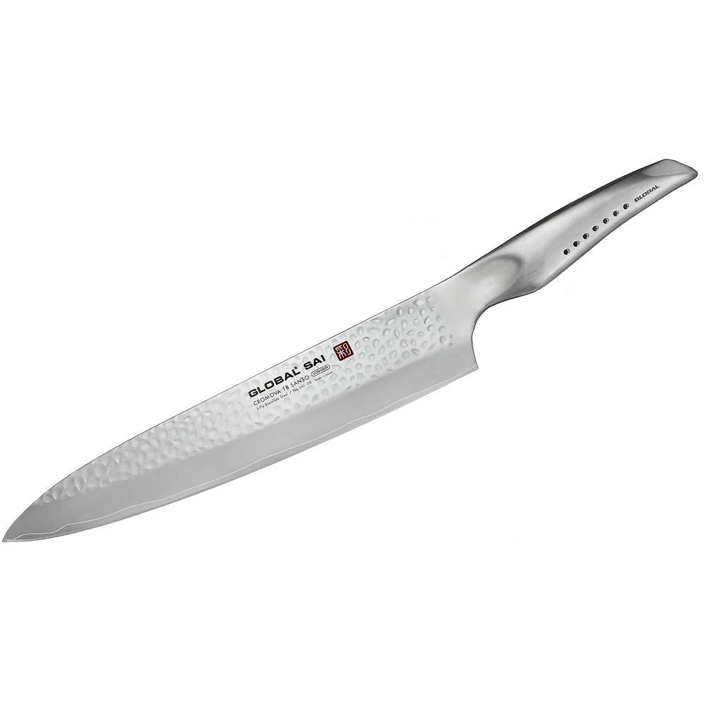Global SAI-06 Tranchiermesser, Hammerschlagdesign, 25cm, 1 St