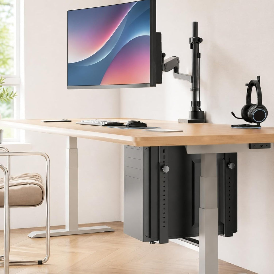 Rierousy PC-halterung unter schreibtisch, PC untertisch halter Verstellbarer 50cm bis zu 35 kg Tragf