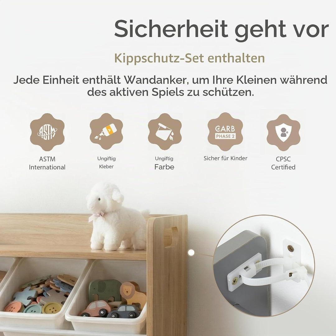 Humble Crew Kinderregal – Spielzeugregal mit 9 Aufbewahrungsboxen, Aufbewahrungsregal für Kinderzimm
