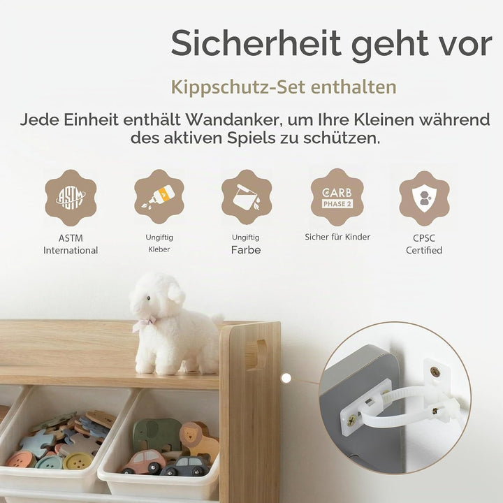 Humble Crew Kinderregal – Spielzeugregal mit 9 Aufbewahrungsboxen, Aufbewahrungsregal für Kinderzimm