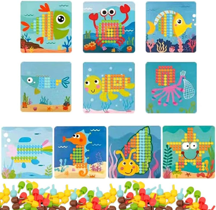 RANJIMA Mosaik Steckspiel für Kinder, Spielzeug ab 2 3 4 5 Jahre Holz Mosaik Bastelset Kinder Pegboa