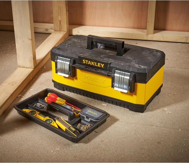 Stanley Werkzeugbox / Werkzeugkoffer (50x30x22cm, aus Metall-Kunststoff mit robuster Konstruktion, K