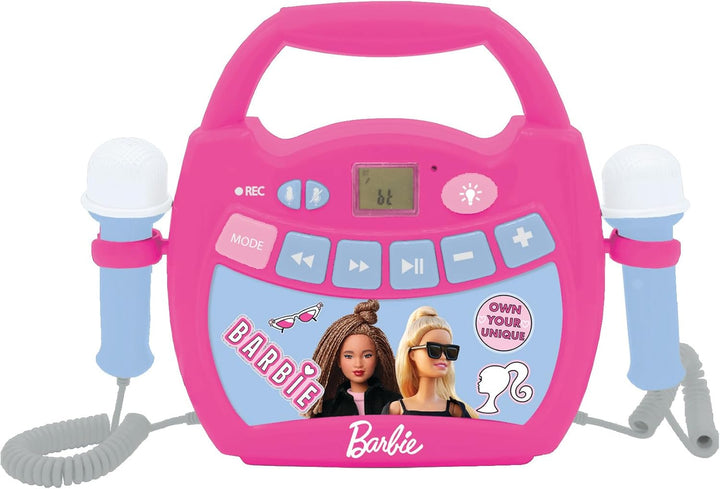 Lexibook, Barbie, Tragbarer digitaler Karaoke-Player für Kinder, Mikrofone, Lichteffekte, Bluetooth,