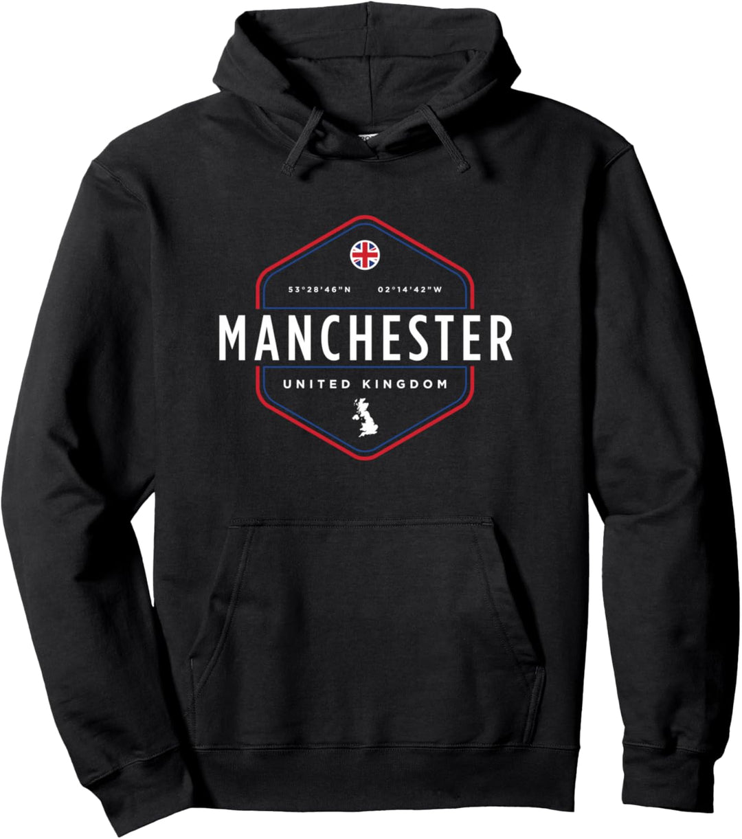 Manchester United Kingdom UK Karte Flagge Grafik Pullover Hoodie