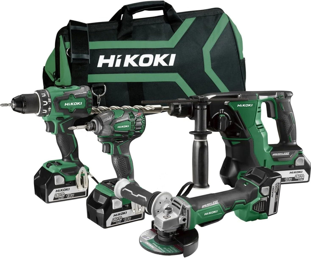 HIKOKI Schlagschrauber, Winkelschleifer, Bohrmaschine, Bohrschrauber, Akku-Combo-Kit, KC18DG4LWDZ, 1