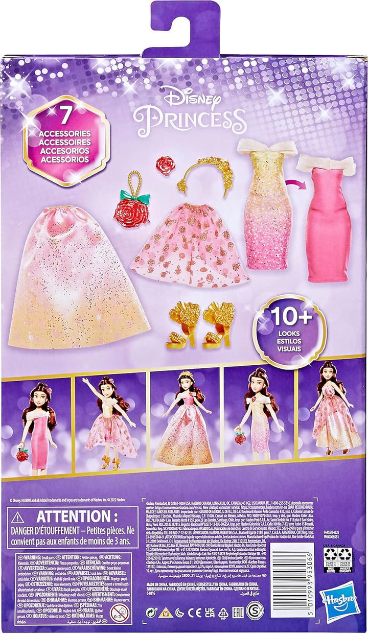 Hasbro Disney Prinzessinnen Belles Kleidergalerie Modepuppe, 10 Outfit-Kombinationen, Spielzeug für