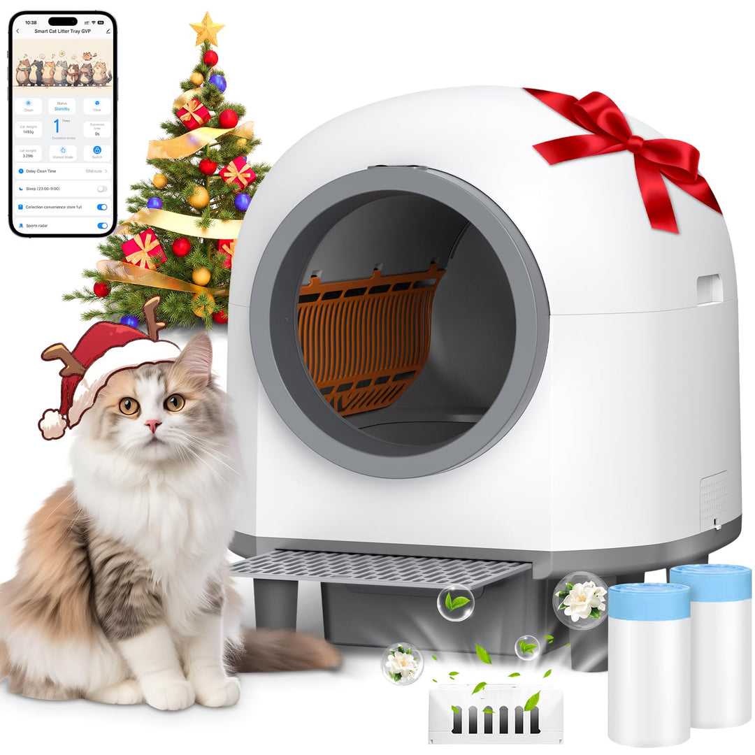 Automatisches Katzenklo 80L, XXL Selbstreinigende Katzentoilette, App-Fernsteuerung mit Mehreren Sic
