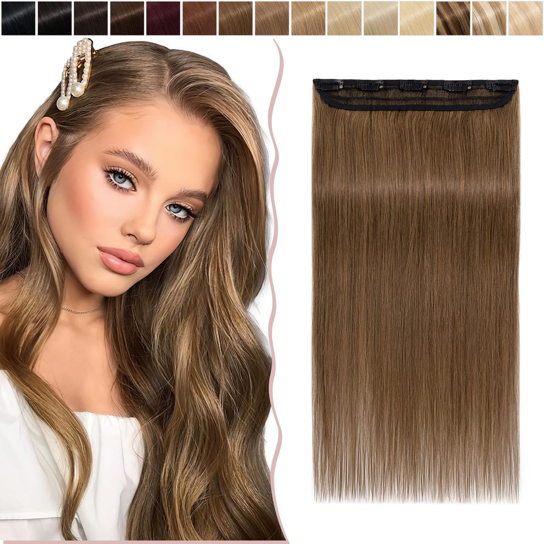 SEGO Clip in Haar Extensions Echthaar Haarverlängerungen ein Tresse 5 Clips Haarverdichtung Haarteil
