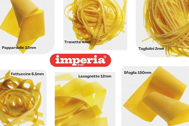 Imperia La Fabbrica Della Pasta Gourmet Line Grobe Nudelmaschine Geschenkset mit Zubehör 100% Made i