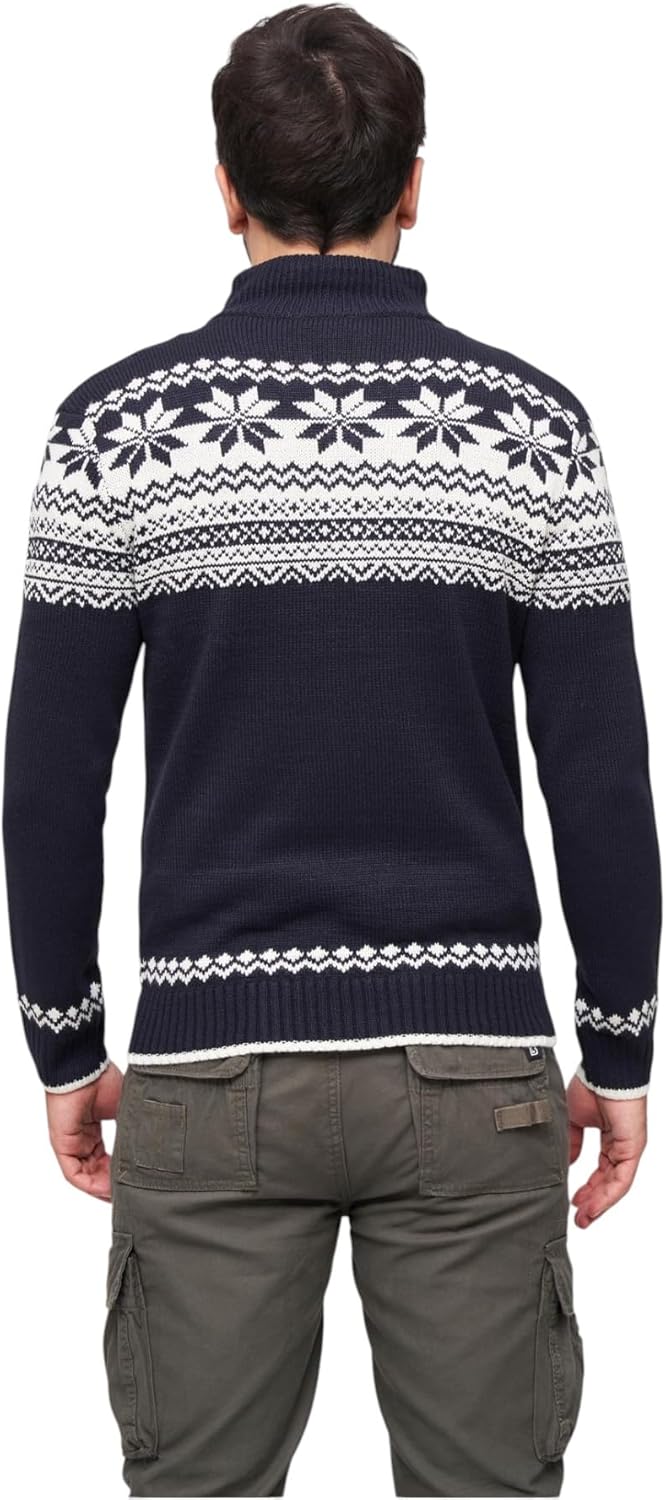 Brandit Herren Cardigan Norweger Strickjacke, Blau