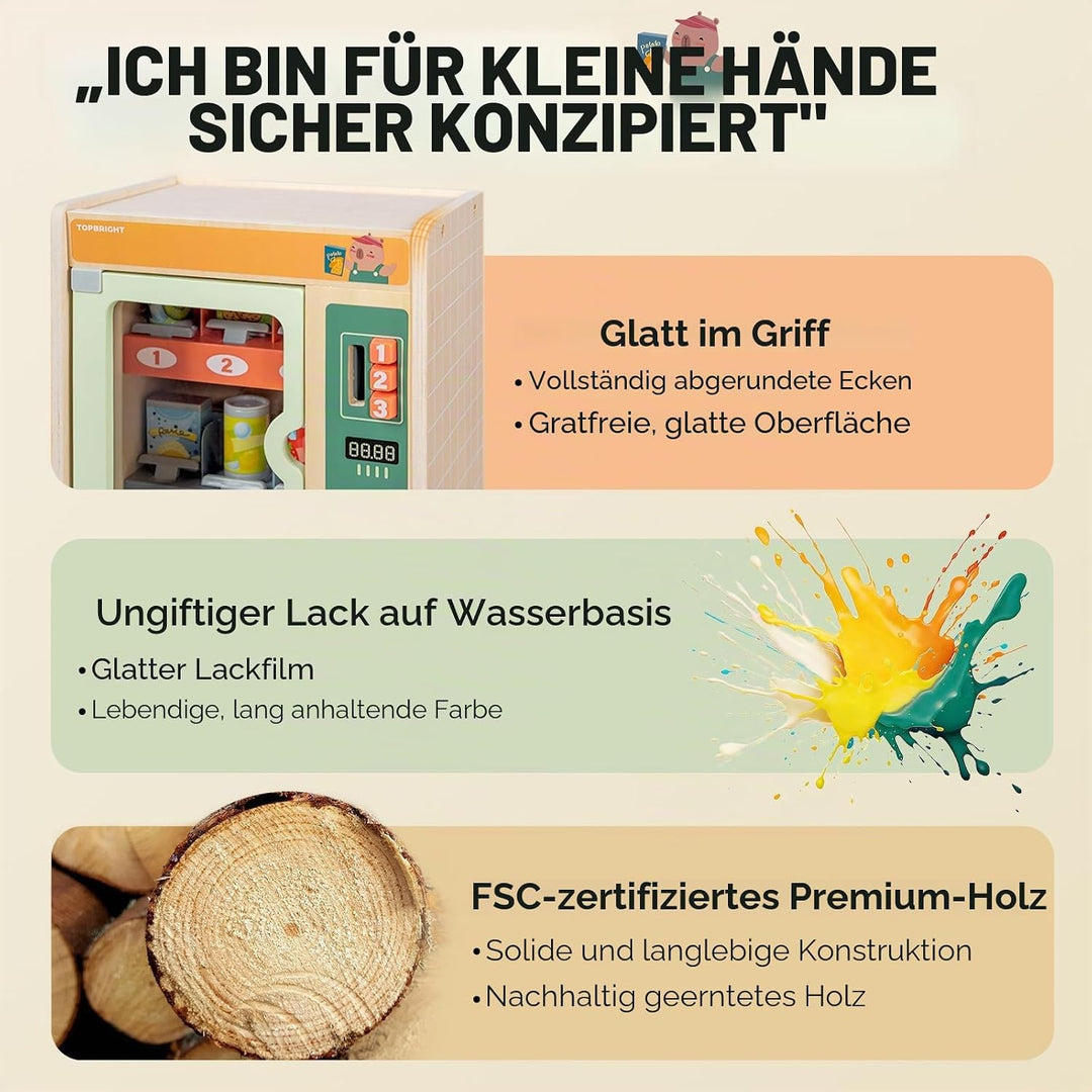 TOP BRIGHT Verkaufsautomat für Kinder ab 3 Jahren, Spielküche Zubehör Küchenset mit Snacks, Getränke