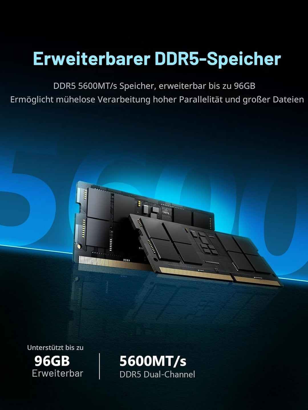 MINISFORUM N5 Pro 5-Bay Desktop NAS, Ryzen AI 9 HX Pro 370 12C/24T CPU, ECC-Unterstützung, 128GB SSD