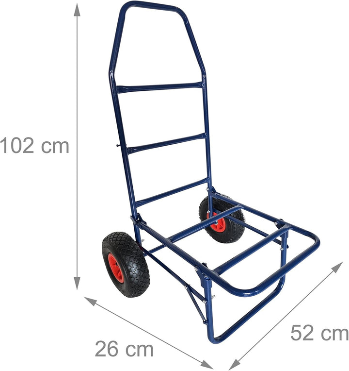Relaxdays Transportwagen, klappbarer Rollwagen, HBT: 102x50x37 cm, luftbereift, bis 80 kg, Lastenwag