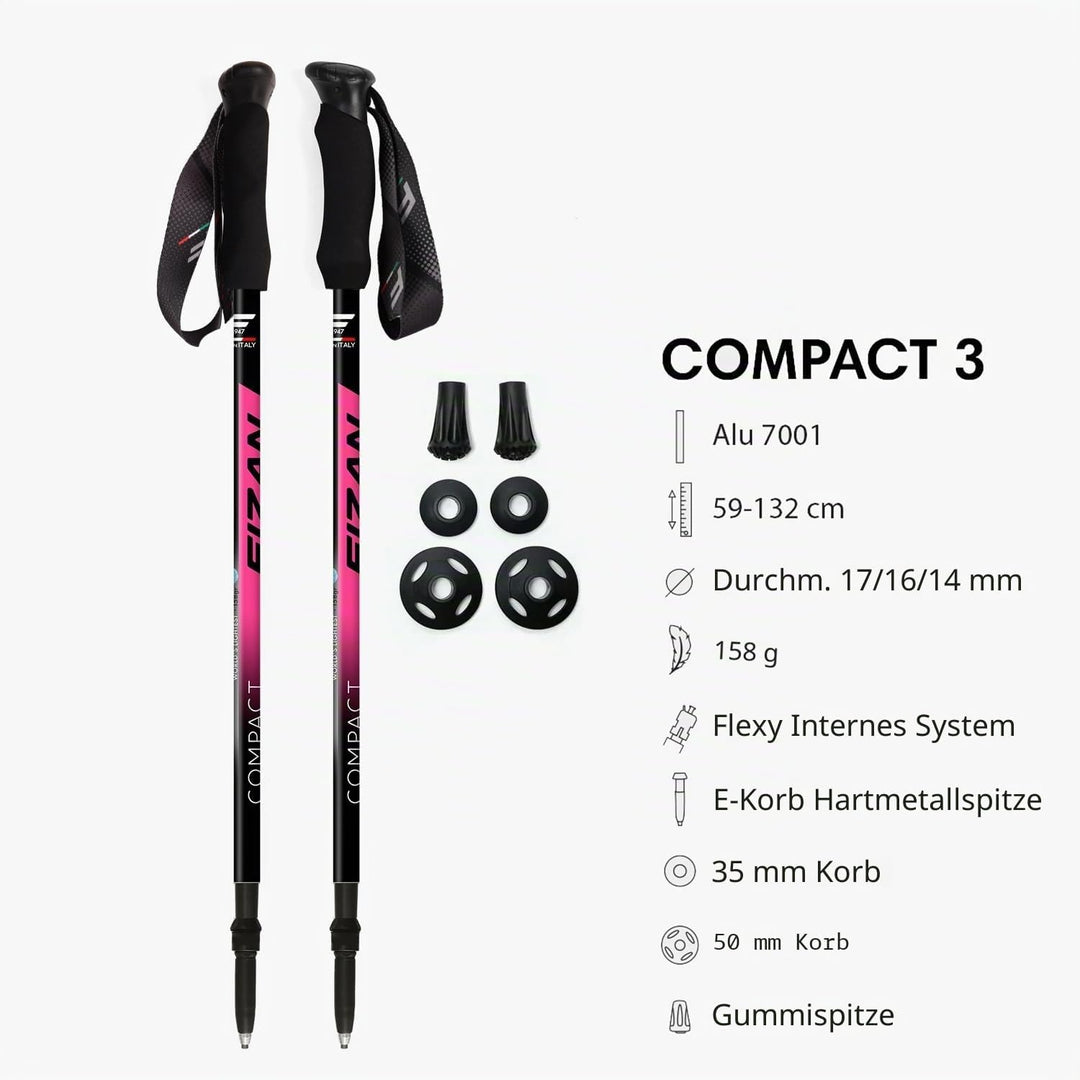 Fizan Compact 3 Trekking Poles – 5.6 oz Ultralight, Backpacking, Thru Hiking Poles, Adjustable, Coll