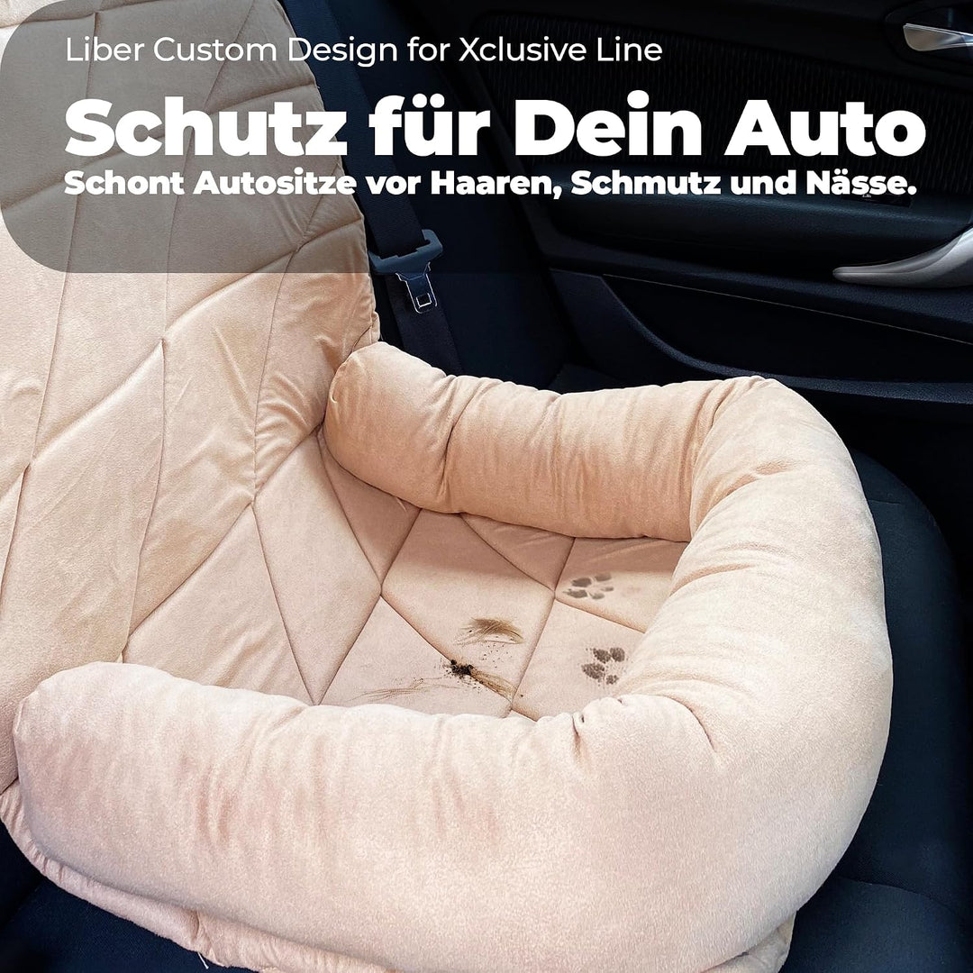 by LIBER Home Hundebett Auto waschbar beige, Autositz für Hunde 95x55cm, Schonbezug für Vordersitz u