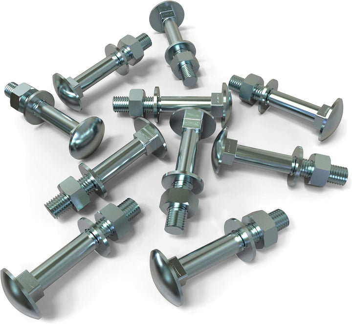 50 Stück Schlossschrauben M12 x 80 Flachrundkopfschrauben + Muttern und U-Scheiben Länge 30-160mm Au