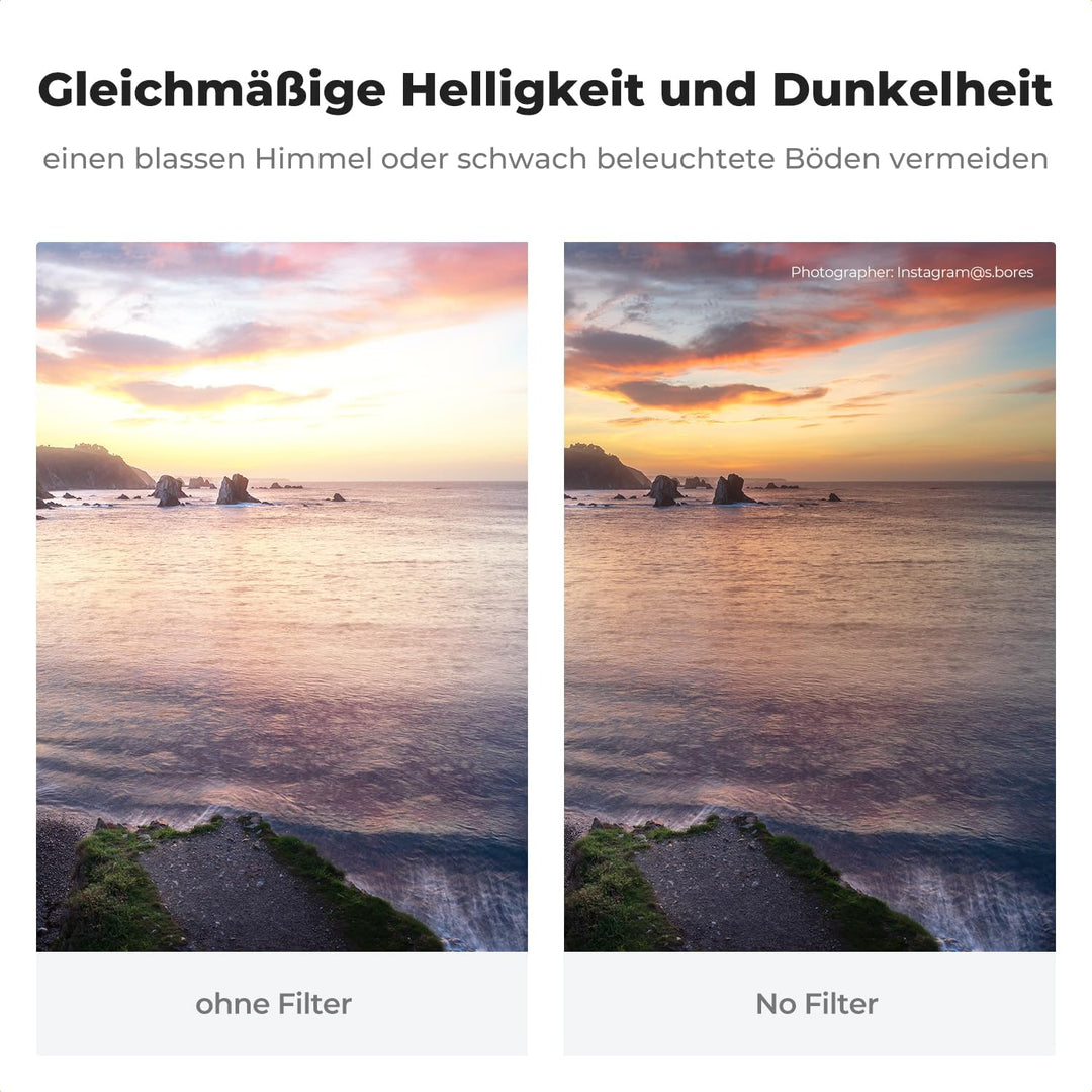 K&F Concept Nano-X 58mm Soft GND8 Verlaufsfilter ND0,9(3 Stops,12,5%) Grauverlaufsfilter GND8 Filter