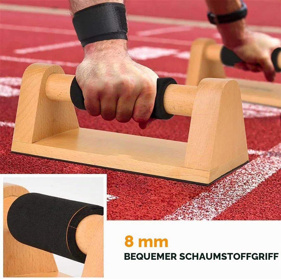 Aka &amp; Lou 2 Push up bars aus Buchenholz, Parallettes calisthenics Griffe für Muskelaufbau, home fitn