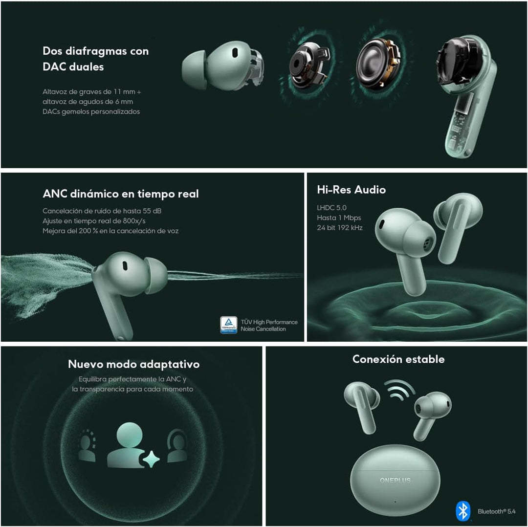 OnePlus Buds 4 Auriculares Bluetooth Verde (Zen Green)
