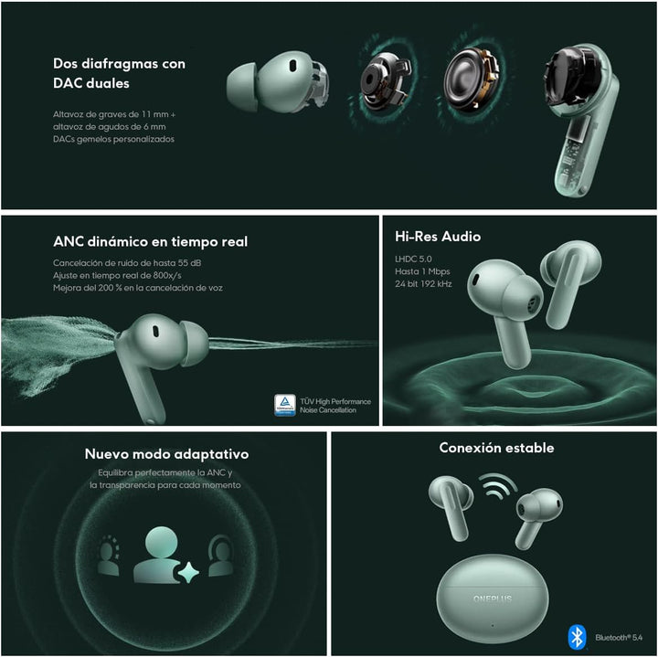OnePlus Buds 4 Auriculares Bluetooth Verde (Zen Green)
