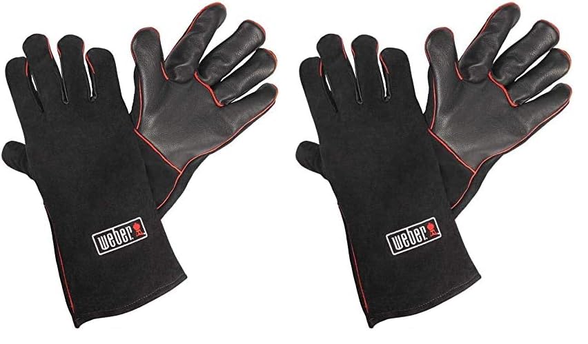 Weber Leder Grillhandschuhe, 1 Paar, extrem hitzebeständig, weich und sicher, aus Premium Leder mit
