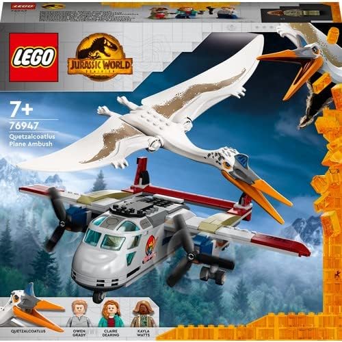 LEGO 76947 Jurassic World Quetzalcoatlus: Flugzeug-Überfall, Dinosaurier Spielzeug mit Figuren, Gesc