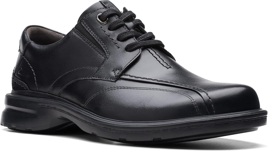 Clarks Herren Gessler Lace Oxford 43 EU Black Leather, 43 EU Black Leather