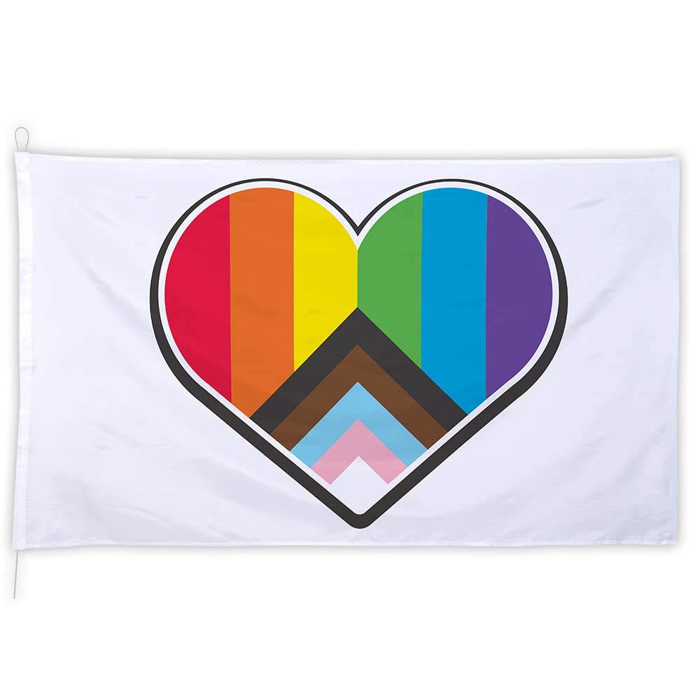 Boland 44661 - Regenbogen LGBTQ Flagge Progress XXL, Grösse 200 x 300 cm, Pride, Partydeko, Hängedek