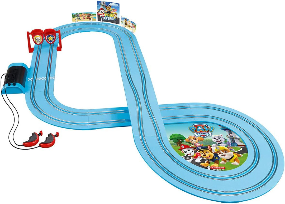 Carrera - 20063035 - FIRST PAW PATROL On the Double 2,4m Rennstrecken-Set | 2 ferngesteuerte Fahrzeu