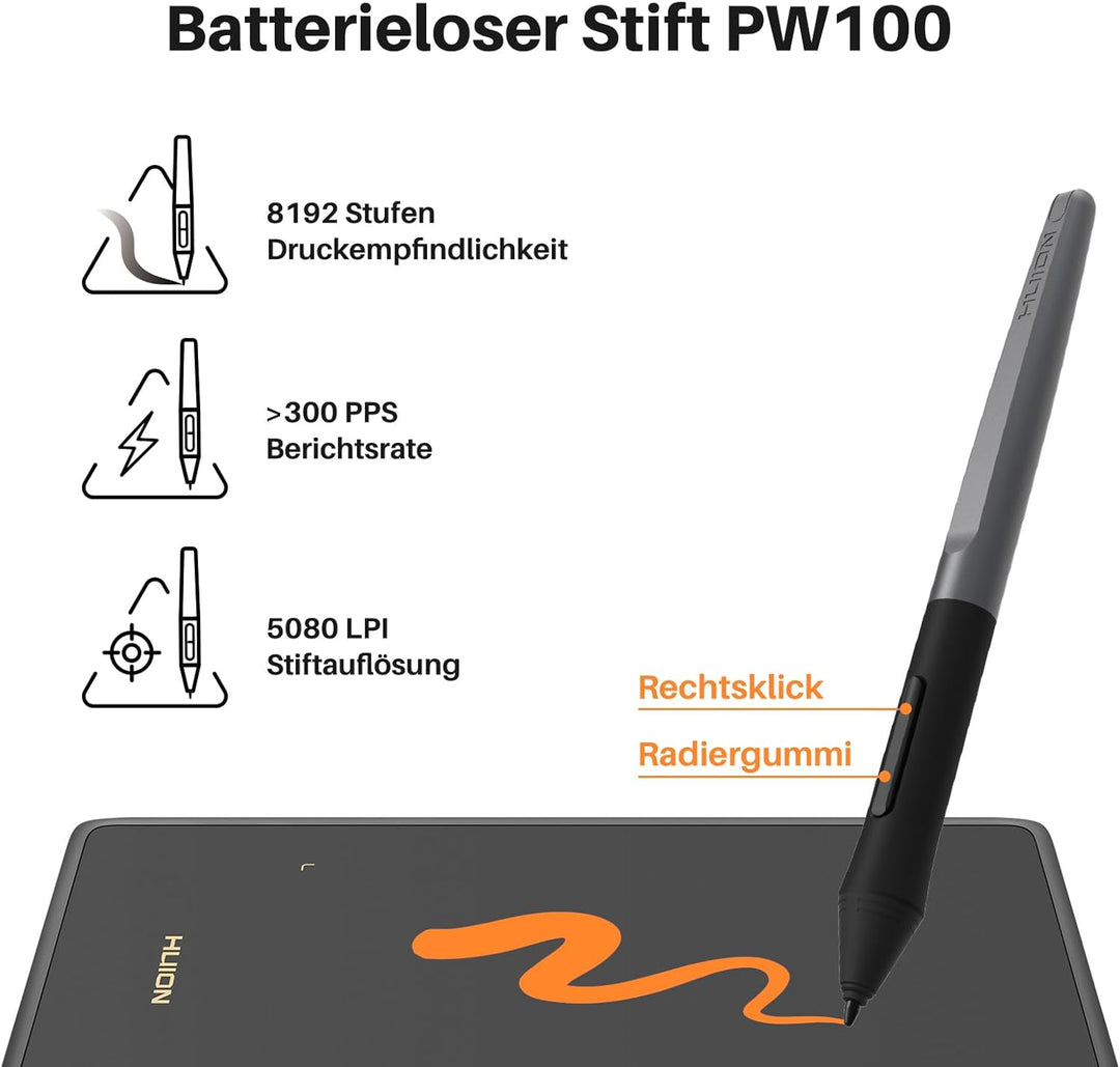 HUION Inspiroy H420X Grafiktablett, 4.17 x 2.6 Zoll Zeichentablett, Pen Tablet mit 8192 Drucksensiti